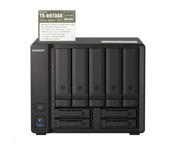 QNAP TS-h973AX-8G (4C/RyzenV1500B/2,2GHz/8GBRAM/9xSATA/2x2,5GbE/1x10GbE/4xUSB3.2)