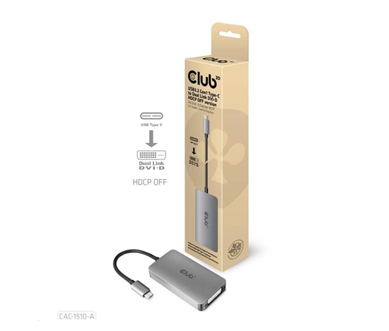 Aktívny USB adaptér Club3D 3.2 Dvojlinkové prepojenie DVI-D typu C 4K30Hz pre Apple Cinema Display, HDCP vypnuté