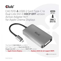 Aktívny USB adaptér Club3D 3.2 Dvojlinkové prepojenie DVI-D typu C 4K30Hz pre Apple Cinema Display, HDCP vypnuté