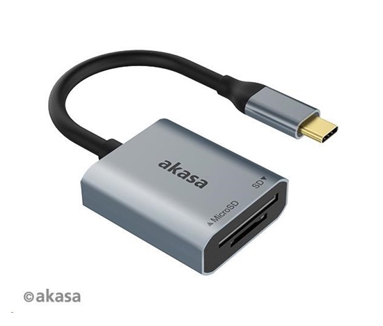 Čítačka kariet AKASA AK-CR-10BK (SD, microSD), externá, USB 3.2 Typ C
