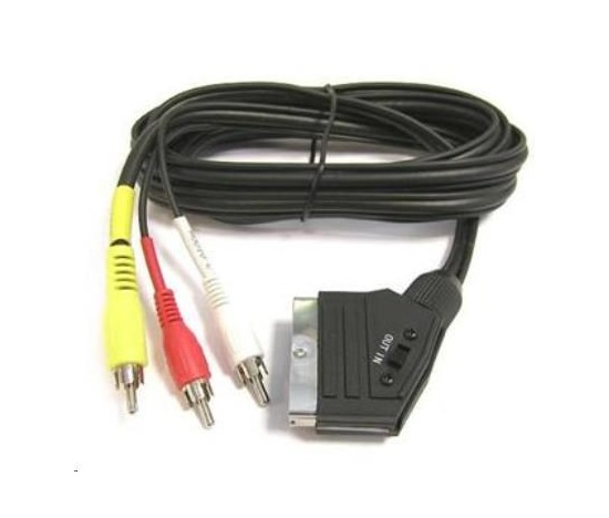 Kábel PremiumCord SCART - 3xCINCH M/M 1.5m prepínač vstup/výstup