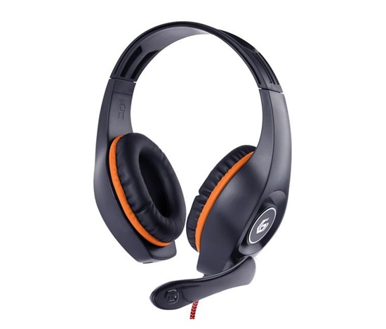 GEMBIRD sluchátka s mikrofonem GHS-05-O, gaming, černo-oranžová, 1x 4-pólový 3,5mm jack