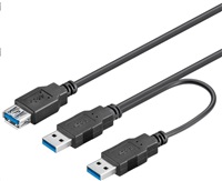 PremiumCord USB 3.0 napájací Y kábel A/Male + A/Male -- A/Female DUAL (prídavné napájanie)