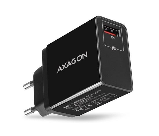 AXAGON ACU-QC19, QC nabíjačka do siete 19W, 1x port USB-A, QC3.0/AFC/FCP/SMART, čierna