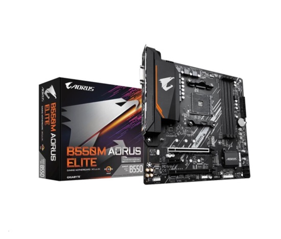 GIGABYTE MB Sc AM4 B550M AORUS ELITE, AMD B550, 4xDDR4, 1xHDMI, 1xDVI, mATX