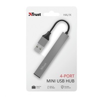TRUST HALYX Hub, hliníkový 4-portový mini USB hub, 10 cm