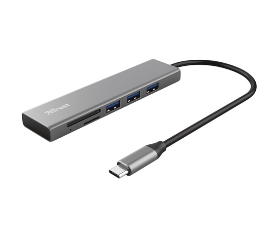 Rozbočovač TRUST HALYX, rýchly rozbočovač USB-C a čítačka kariet