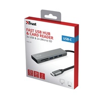 Rozbočovač TRUST HALYX, rýchly rozbočovač USB-C a čítačka kariet