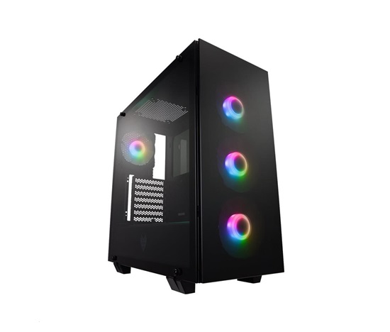 Fortron Midi Tower CMT512 Black, 4 x A.Ventilátor RGB LED, priehľadná bočná stena