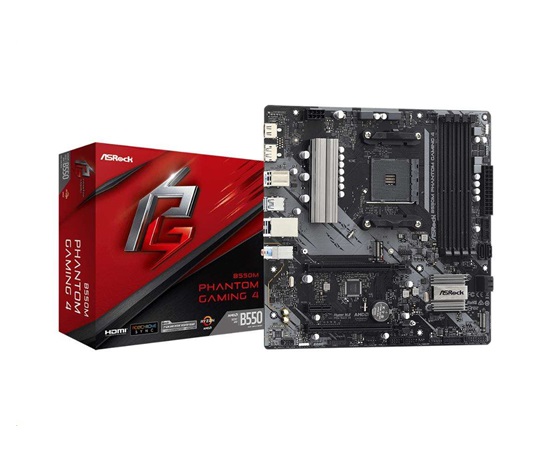 ASRock MB Sc AM4 B550M PHANTOM GAMING 4, AMD B550, 4xDDR4, 1xDP, 1xHDMI, mATX