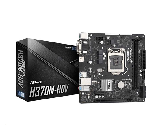 ASRock MB Sc LGA1151 H370M-HDV, Intel H370, 2xDDR4, 1xHDMI, 1xDVI, 1xVGA, mATX