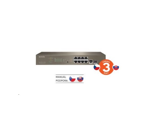 Tenda TEG5310P-8-150W - L3 riadený gigabitový PoE AT switch, 8x PoE AF/AT 10/100/1000Mbps, 1xSFP 1Gbps