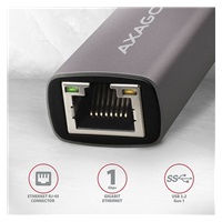 AXAGON ADE-TR, USB-A 3.2 Gen 1 - Gigabitová sieťová karta Ethernet, automatická inštalácia, titánovo šedá