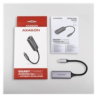 AXAGON ADE-TRC, USB-C 3.2 Gen 1 - Gigabitová sieťová karta Ethernet, automatická inštalácia, titánovo šedá