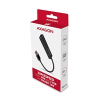 AXAGON HMA-GL3A, USB 3.rozbočovač 2. generácie, porty 3x USB-A + Gigabit Ethernet, kov, kábel USB-A 20 cm