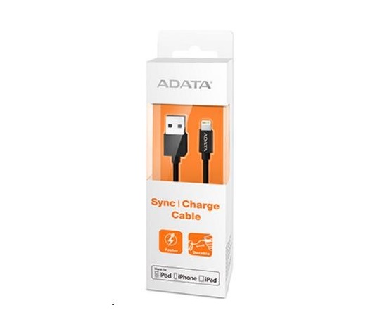 ADATA Sync & Charge Lightning kábel - USB A 2.0, 100 cm, plast, čierna