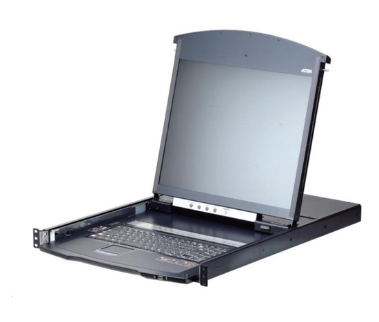 ATEN 8-portový Cat.5 KVM PS/2+USB, OSD, dvojitý rack, 19" LED LCD, ovládanie cez IP 1local/1remote