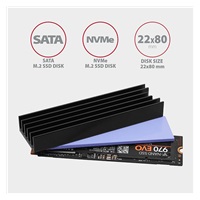 AXAGON CLR-M2L10, hliníkový pasívny chladič pre M.2 2280 SSD, výška 10 mm
