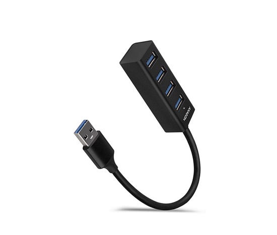 AXAGON HUE-M1A, 4x USB 3.2 Gen 1 MINI rozbočovač, kovový, kábel USB-A 20 cm