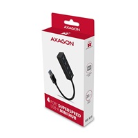 AXAGON HUE-M1A, 4x USB 3.2 Gen 1 MINI rozbočovač, kovový, kábel USB-A 20 cm