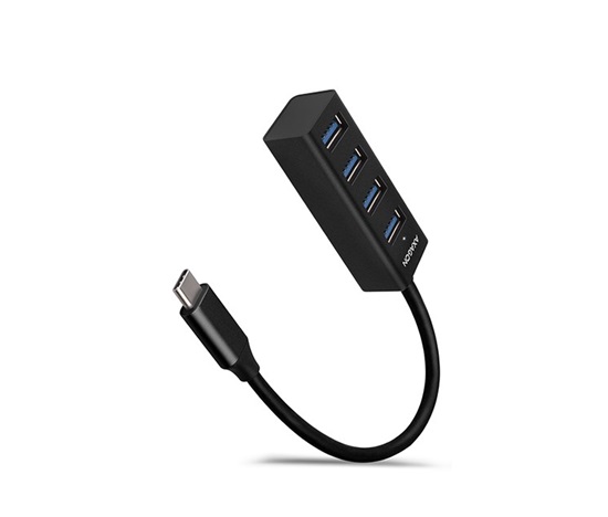 AXAGON HUE-M1C, 4x USB 3.mINI rozbočovač 2. generácie, kovový, kábel USB-C 20 cm