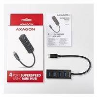 AXAGON HUE-M1C, 4x USB 3.mINI rozbočovač 2. generácie, kovový, kábel USB-C 20 cm