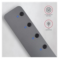 AXAGON HUE-MSA, 4x USB 3.rozbočovač 2 Gen 1 SWITCH, kovový, napájanie micro USB. konektor, kábel USB-A 20 cm