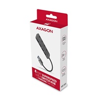 AXAGON HUE-MSA, 4x USB 3.rozbočovač 2 Gen 1 SWITCH, kovový, napájanie micro USB. konektor, kábel USB-A 20 cm