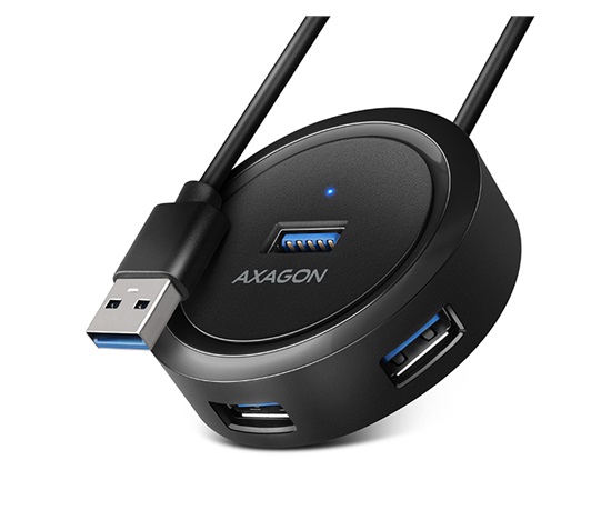 AXAGON HUE-P1A, 4x USB 3.2 Gen 1 ROUND hub, micro USB napájací konektor, kábel USB-A 30cm