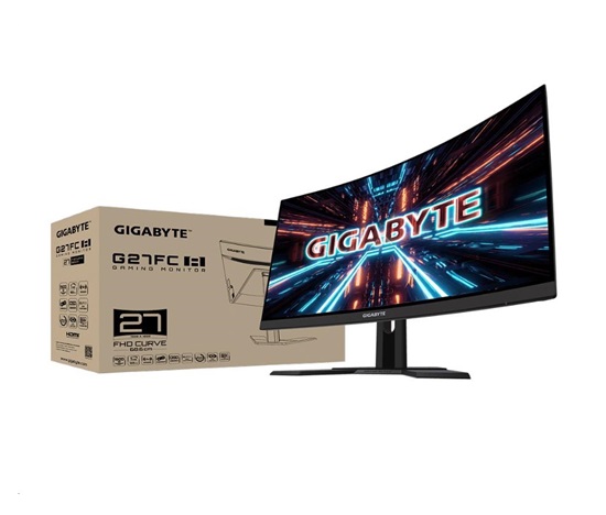 GIGABYTE LCD - 27" Gaming monitor G27FC A, Prohnutý VA1500R, 1920 x 1080 FHD, 165Hz, 3000:1, 250cd/m2, 1ms, 2xHDMI, 1xDP