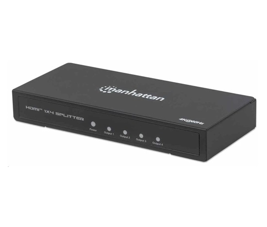 Manhattan HDMI Splitter, 4K 4-portový HDMI Splitter, 4K@60Hz, napájanie AC, čierny