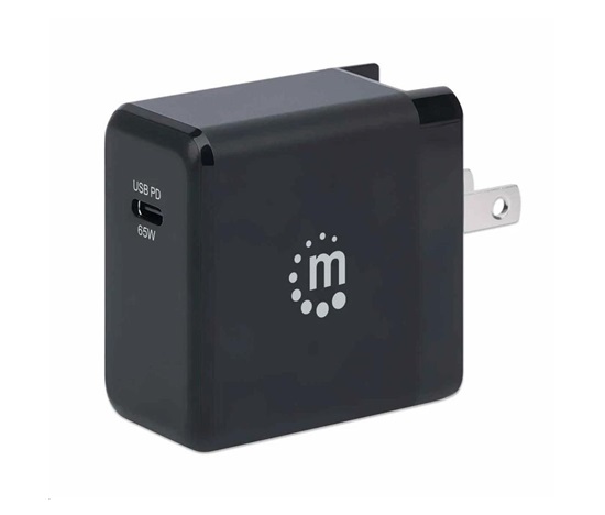 Nabíjačka Manhattan - 65 W, USB-C Power Delivery (PD), vymeniteľné zástrčky pre USA, EÚ a Veľkú Britániu, čierna