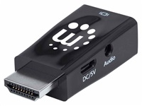 Adaptér Manhattan HDMI na VGA, mikrokonvertor, HDMI samec na VGA samica, audio, čierny