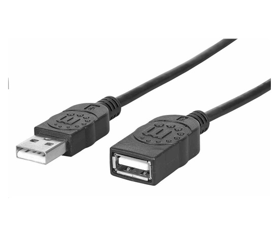 Manhattan USB kábel, USB 2.0, samec - samica, 480 Mb/s, 1 m, čierna