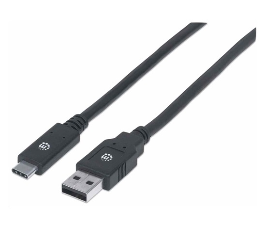 Kábel USB Manhattan, USB 3.2 Gen 1, USB-A samec na USB-C samec, 5 Gb/s, 2 m, čierna