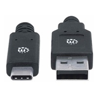 Kábel USB Manhattan, USB 3.2 Gen 1, USB-A samec na USB-C samec, 5 Gb/s, 2 m, čierna