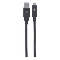 Kábel USB Manhattan, USB 3.2 Gen 1, USB-A samec na USB-C samec, 5 Gb/s, 2 m, čierna