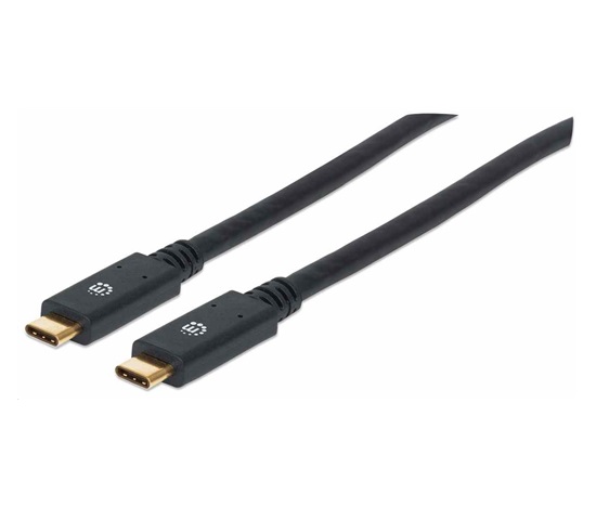 Kábel Manhattan USB-C, USB 3.1, Gen 1, USB-C samec na USB-C samec, 5 Gb/s, 2 m, čierna