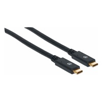 Kábel Manhattan USB-C, USB 3.1, Gen 1, USB-C samec na USB-C samec, 5 Gb/s, 2 m, čierna