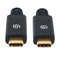 Kábel Manhattan USB-C, USB 3.1, Gen 1, USB-C samec na USB-C samec, 5 Gb/s, 2 m, čierna