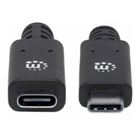 Kábel Manhattan USB-C, USB 3.1 Gen 2, USB-C samec na USB-C samica, 10 Gb/s, 5 A, 50 cm, čierna