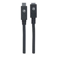 Kábel Manhattan USB-C, USB 3.1 Gen 2, USB-C samec na USB-C samica, 10 Gb/s, 5 A, 50 cm, čierna