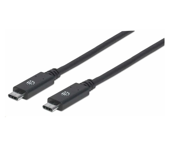 Kábel Manhattan USB-C, USB 3.1 Gen 2, USB-C samec na USB-C samec, 10 Gb/s, 5 A, 1 m, čierna