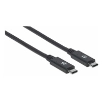 Kábel Manhattan USB-C, USB 3.1 Gen 2, USB-C samec na USB-C samec, 10 Gb/s, 5 A, 1 m, čierna