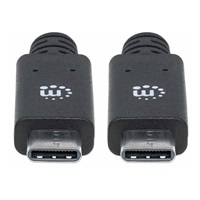 Kábel Manhattan USB-C, USB 3.1 Gen 2, USB-C samec na USB-C samec, 10 Gb/s, 5 A, 1 m, čierna