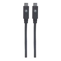 Kábel Manhattan USB-C, USB 3.1 Gen 2, USB-C samec na USB-C samec, 10 Gb/s, 5 A, 1 m, čierna