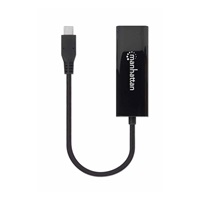 Adaptér Manhattan USB-C na 2.ethernet 5GBASE-T, USB 3.2 Gen 1; 10/100/1000 Mbps & 2.5 Gb/s, čierna