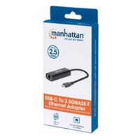 Adaptér Manhattan USB-C na 2.ethernet 5GBASE-T, USB 3.2 Gen 1; 10/100/1000 Mbps & 2.5 Gb/s, čierna