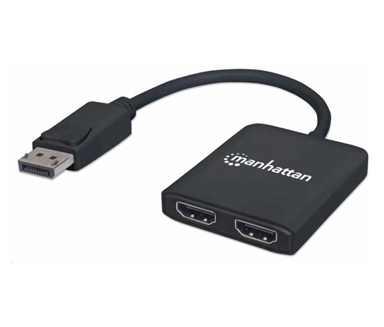 Manhattan Hub, MST hub DisplayPort na duálny HDMI (M/F), čierny