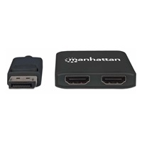Manhattan Hub, MST hub DisplayPort na duálny HDMI (M/F), čierny